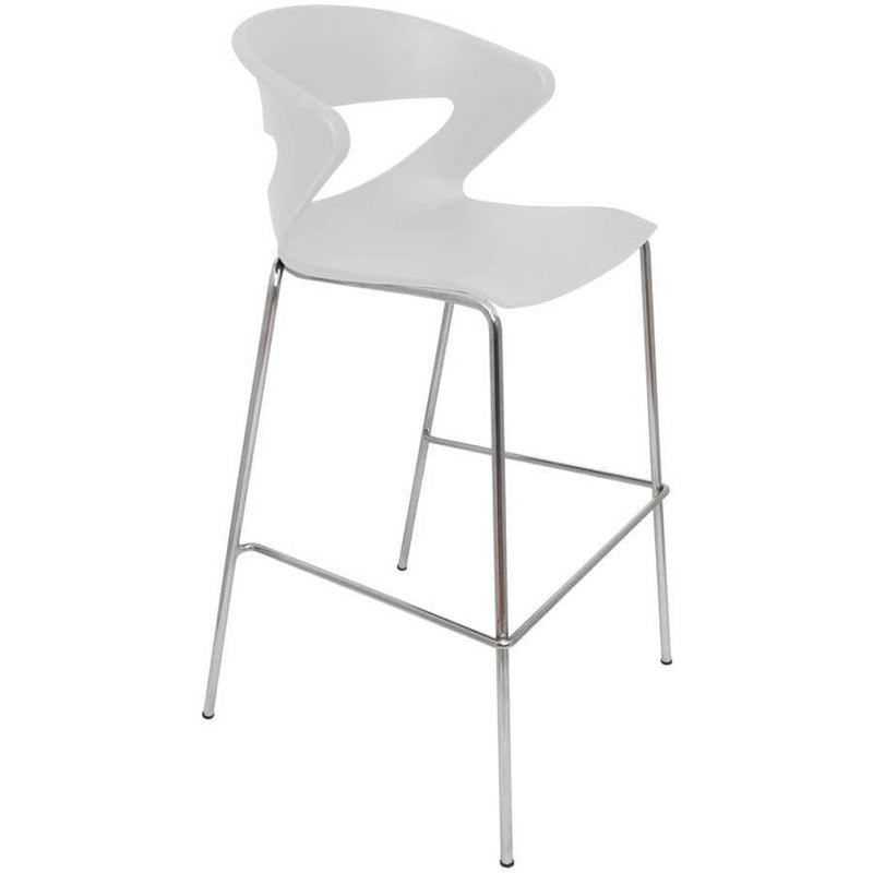 Taurus Poly Bar Stool Chrome Base White TAURUSSTWP - SuperOffice