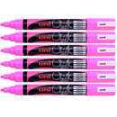 Uni-Ball Chalk Marker Bullet Tip 2.5Mm Fluoro Pink 6 Pack PWE5MFLP (6 Pack) - SuperOffice