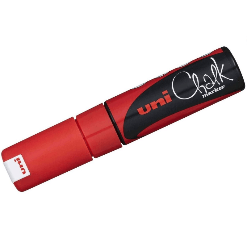 Uni-Ball Chalk Marker Chisel Tip 8mm Thick Red 6 Pack PWE8K PWE8KR (6 Pack) - SuperOffice