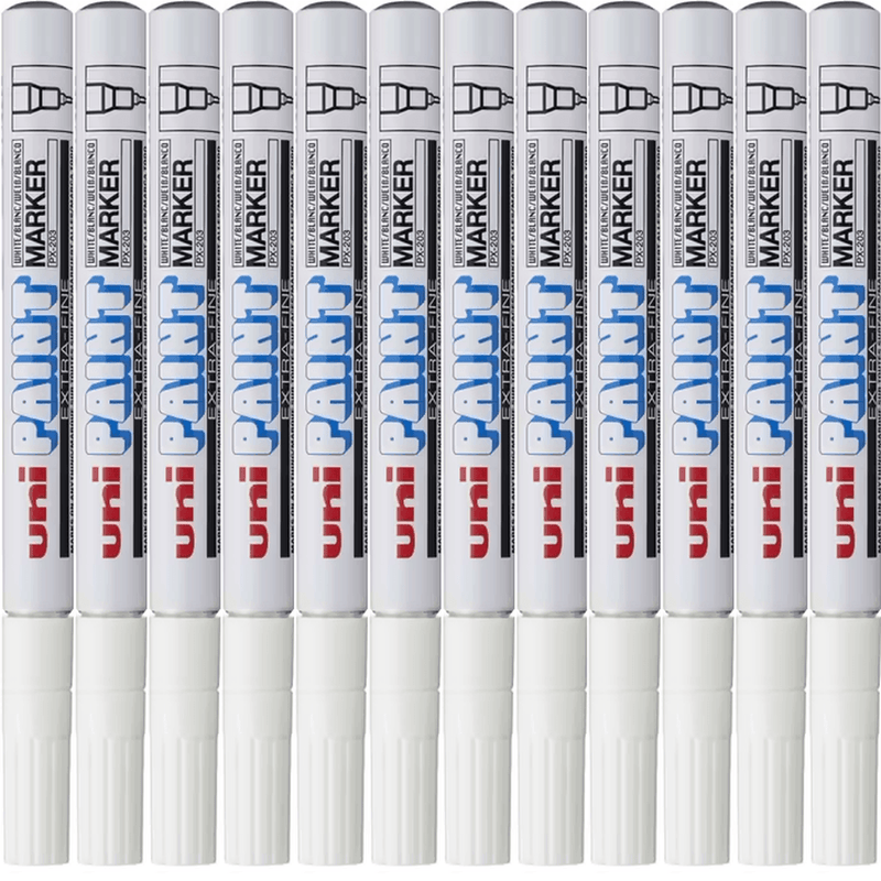 Uni-Ball PX-203 Paint Marker Bullet Tip Fine 0.8mm PX203 White Box 12 PX203WH (Box 12) - SuperOffice
