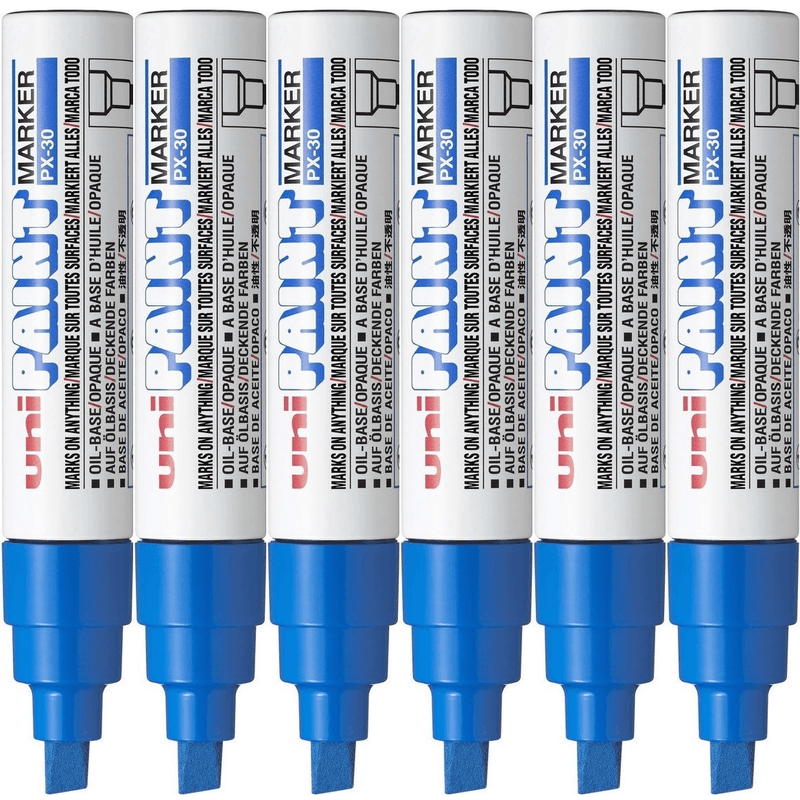 Uni-Ball PX-30 Paint Marker Chisel Tip 8mm Bold Blue Box 6 PX30BBL (Box 6) - SuperOffice