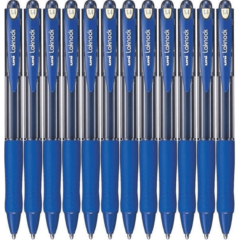 Uni-Ball SN-100 Laknock Retractable Ballpoint Pen Broad 1.4mm Blue Box 12 SN100BBL (1.4mm Blue Box 12) - SuperOffice