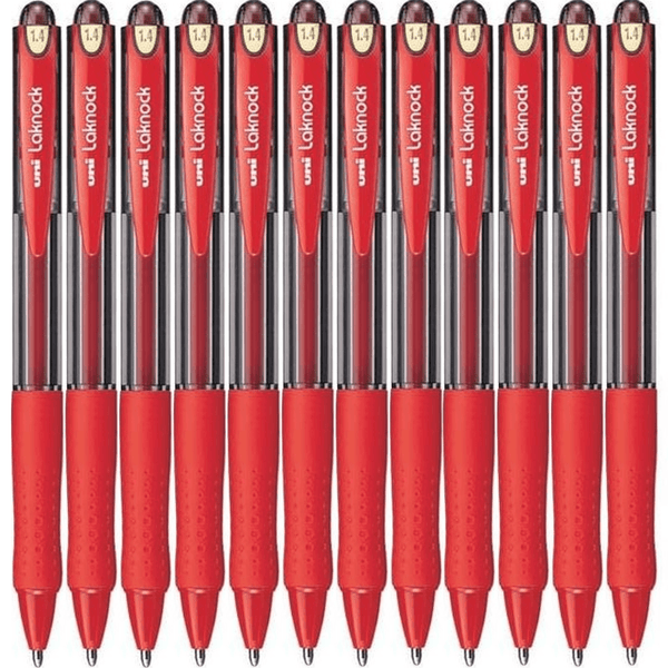 Uni-Ball SN-100 Laknock Retractable Ballpoint Pen Broad 1.4mm Red Box 12 SN100BR (1.4mm Red Box 12) - SuperOffice