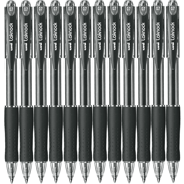 Uni-Ball SN-100 Laknock Retractable Ballpoint Pen Fine 0.7mm Black Box 12 SN-100FBK (0.7mm Black Box 12) - SuperOffice