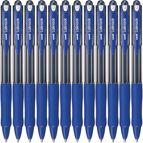 Uni-Ball SN-100 Laknock Retractable Ballpoint Pen Medium 1.0mm Blue Box 12 SN100MBL (1.0mm Blue Box 12) - SuperOffice