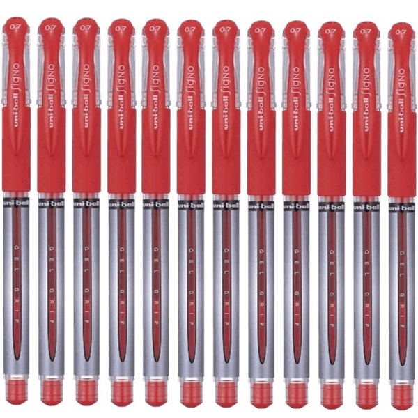 Uni-Ball UM151S Signo Grip Comfort Gel Ink Pen 0.7mm Fine Red Box 12 UM151SR (Box 12) - SuperOffice