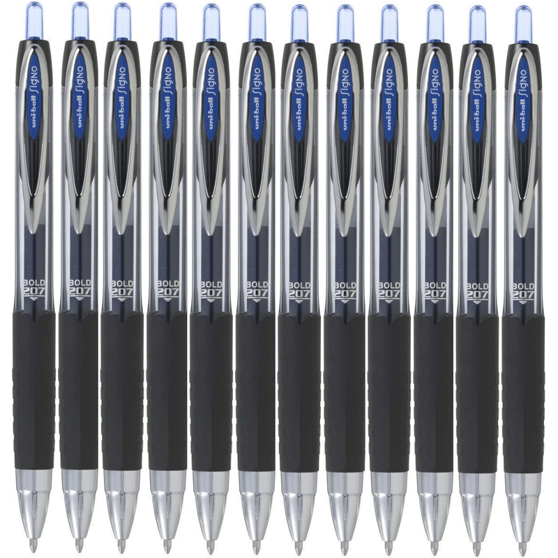 Uni-Ball UMN207 Signo Retractable Gel Ink Rollerball Pen 1.0mm Broad Blue Box 12 UMN207BBL (Box 12) - SuperOffice