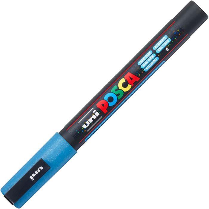 Uni Pc-3M Posca Poster Marker Fine Bullet Tip 1.3Mm Glitter Blue PC3MLBL - SuperOffice