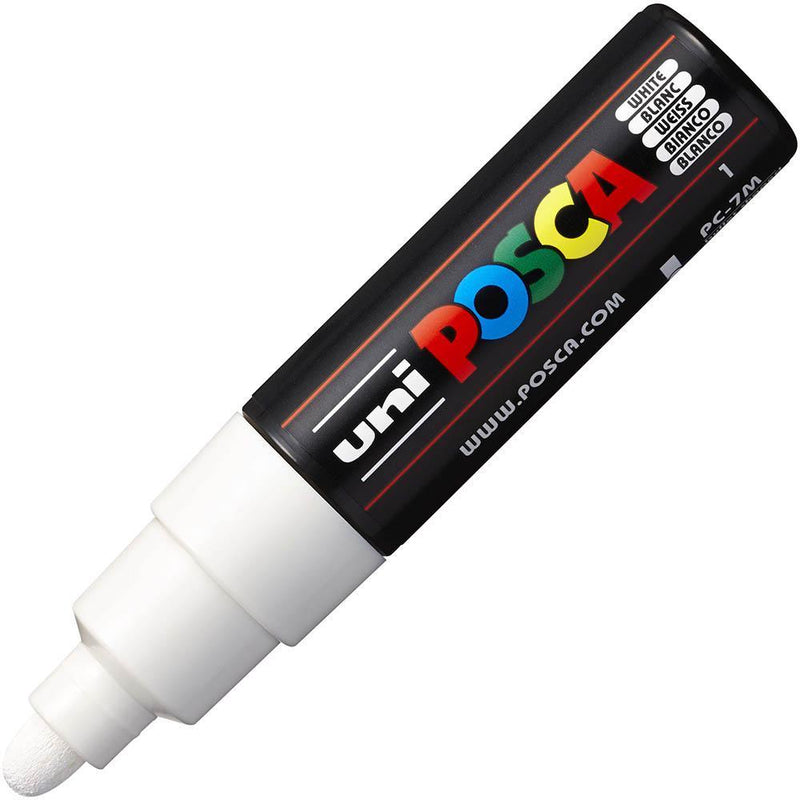 Uni Pc-7M Posca Poster Marker Medium Bullet Tip 4.5Mm White PC7MWH - SuperOffice