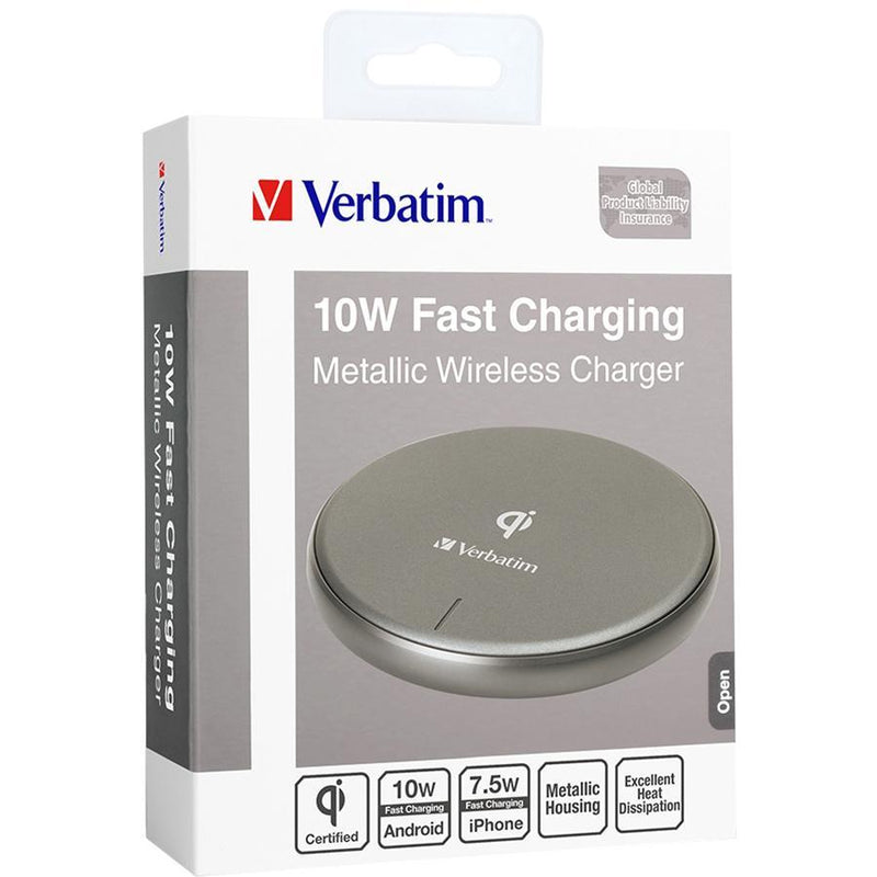 Verbatim Qi 10W Metallic Wireless Charger Grey 65794 - SuperOffice