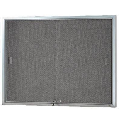 Visionchart Be Noticed Notice Case 2 Sliding Door 1220 X 915Mm Silver Frame Grey Backing BNSGC1290SL - SuperOffice