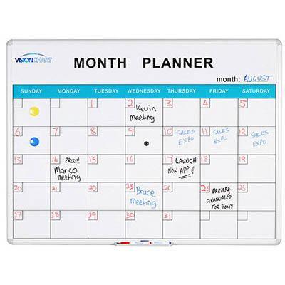 Visionchart Deluxe Magnetic Whiteboard Planner Perpetual Month 1200 X 900Mm VMP100 - SuperOffice