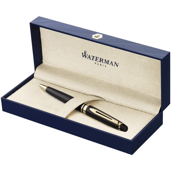 Waterman Expert Ballpoint Pen Laquer Black Gold Trim Gift Box S0951700 - SuperOffice