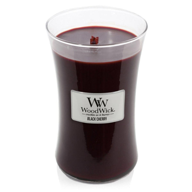 WoodWick Black Cherry Large Candle Crackles As It Burns 610G Hourglass 93100 - SuperOffice