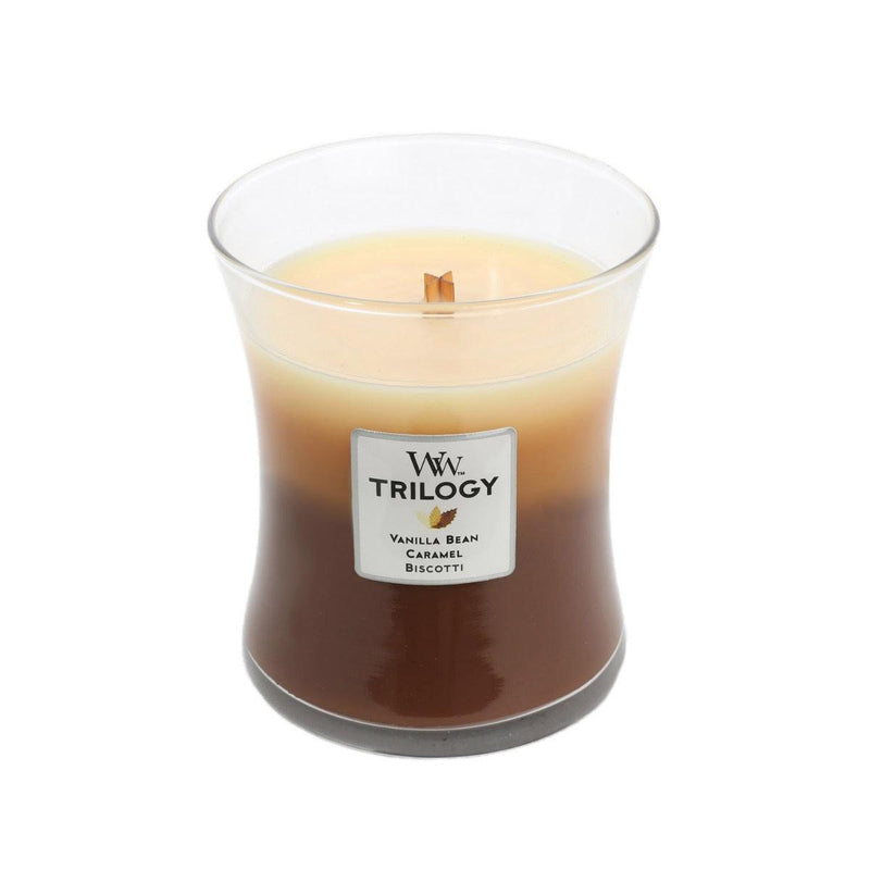 WoodWick Cafe Sweets Trilogy Medium Candle Crackles As It Burns 275G Hourglass WW92904 - SuperOffice