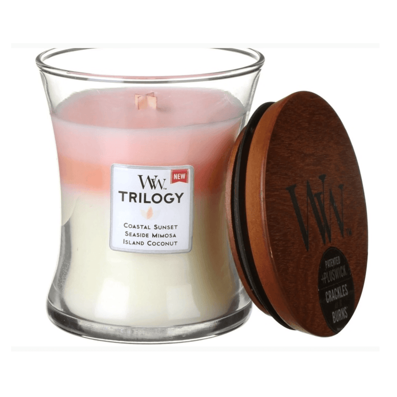 Woodwick Island Getaway Trilogy Medium Candle Crackles As It Burns 275G Hourglass 92967 - SuperOffice