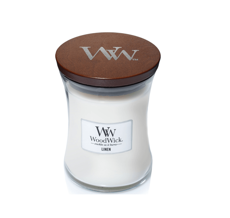 Woodwick Linen Medium Candle Crackles As It Burns 275G Hourglass 92954 - SuperOffice