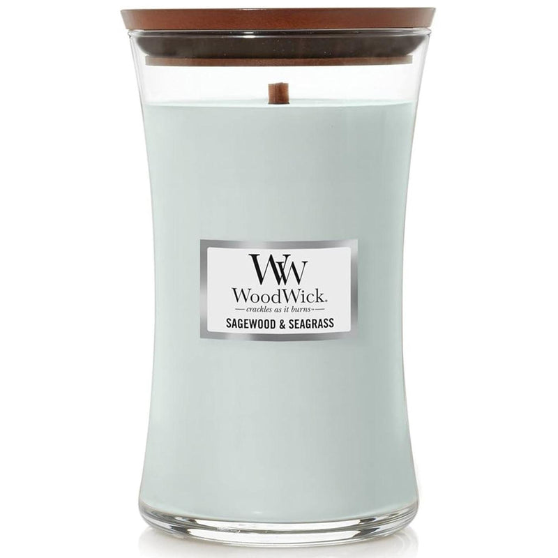 WoodWick Sagewood & Seagrass Large Candle Crackles As It Burns 610G Hourglass WW1728619 - SuperOffice