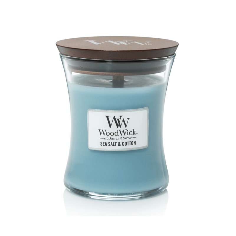 Woodwick Sea Salt & Cotton Medium Candle Crackles As It Burns 275G Hourglass 92063 - SuperOffice