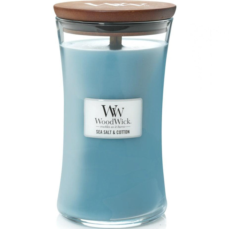 Woodwick Sea Salt + Cotton Large Candle Crackles As It Burns 610G Hourglass 93063 - SuperOffice