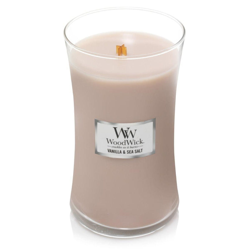 WoodWick Vanilla & Sea Salt Large Candle Crackles As It Burns 610G Hourglass 93191 - SuperOffice