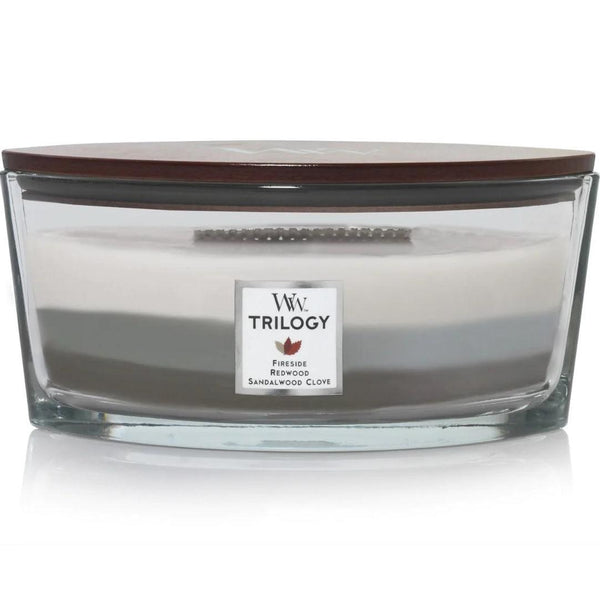 WoodWick Warm Woods Trilogy Candle Crackles As It Burns Ellipse Hearthwick 76911 - SuperOffice